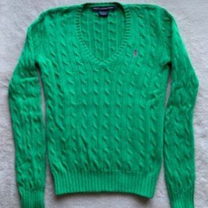 Ralph Lauren Sport Cable Knit V Neck Sweater